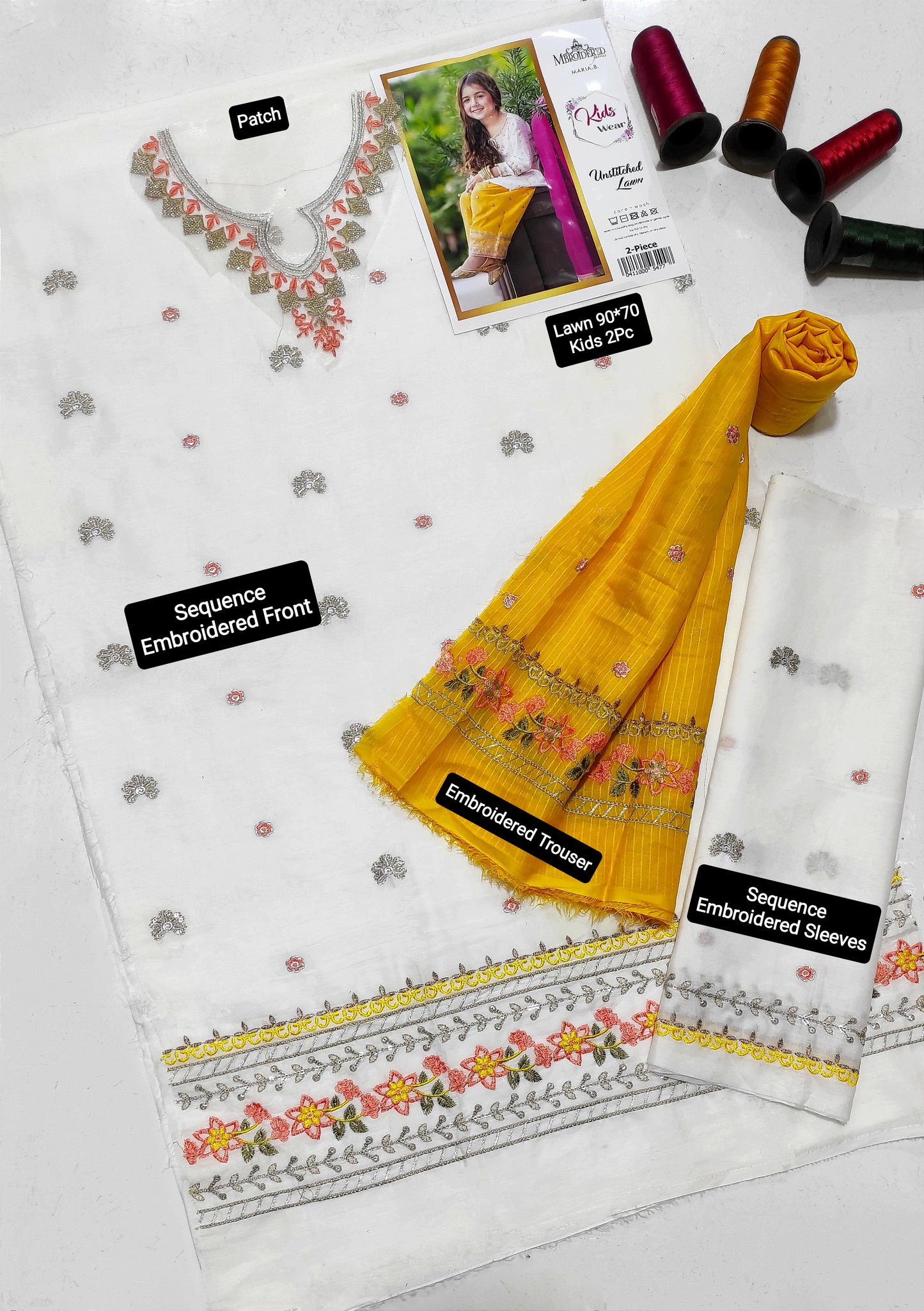 MARIA B Kids Embroidered 2 Piece Unstiched Suit