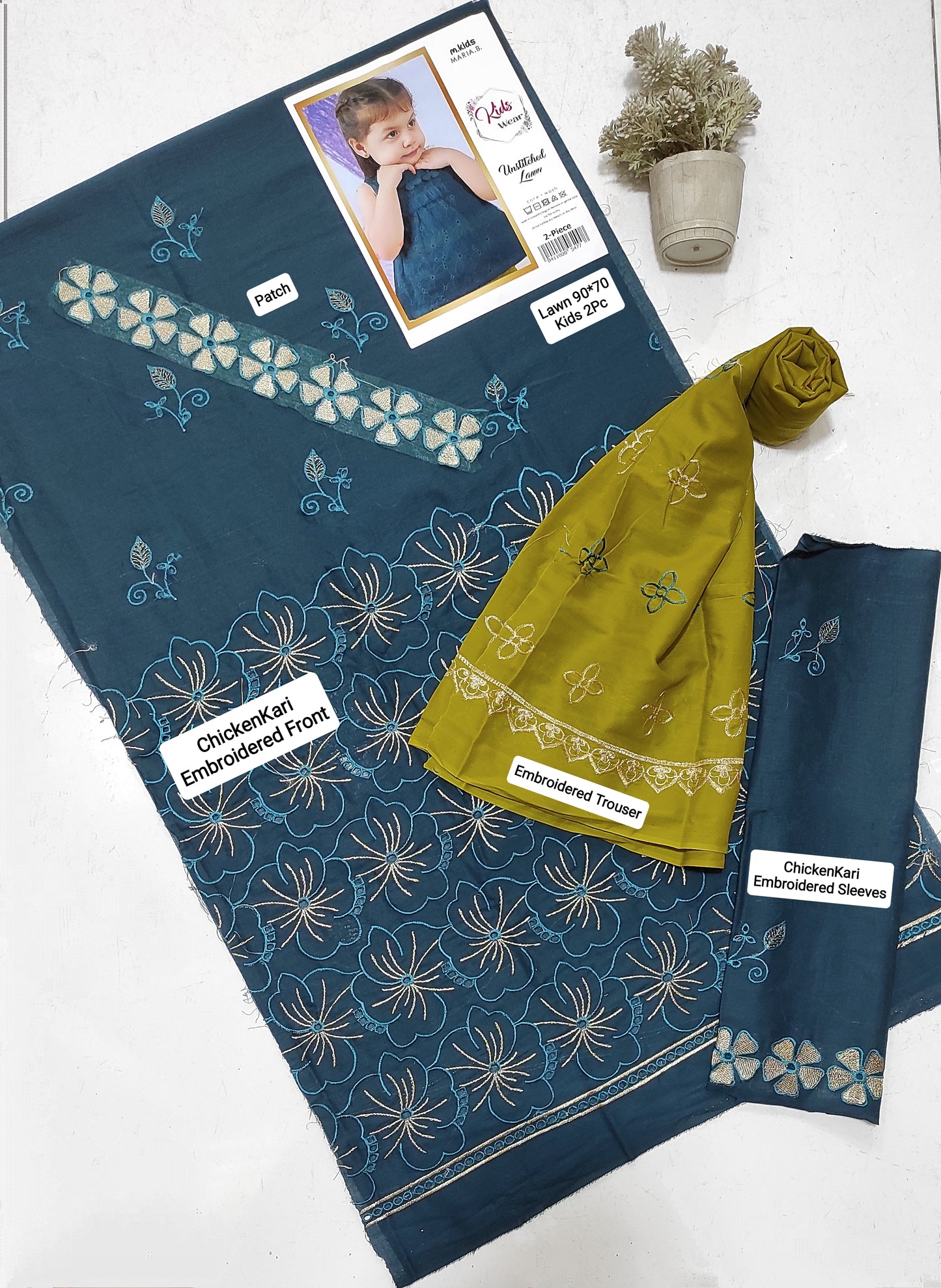 MARIA B Kids Embroidered 2 Piece Unstiched Suit