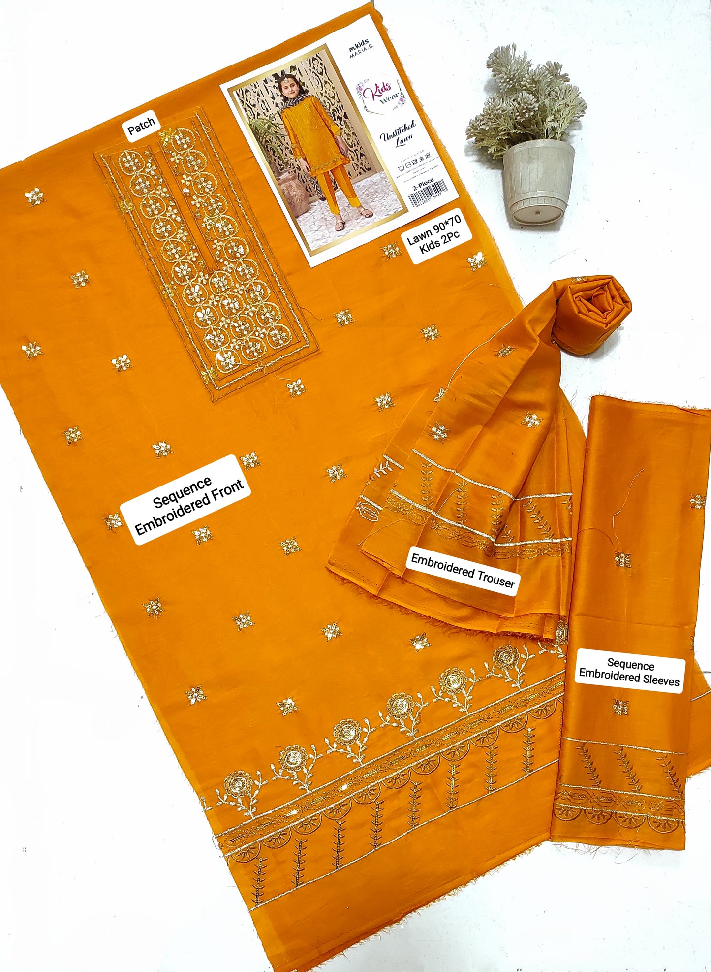 MARIA B Kids Embroidered 2 Piece Unstiched Suit