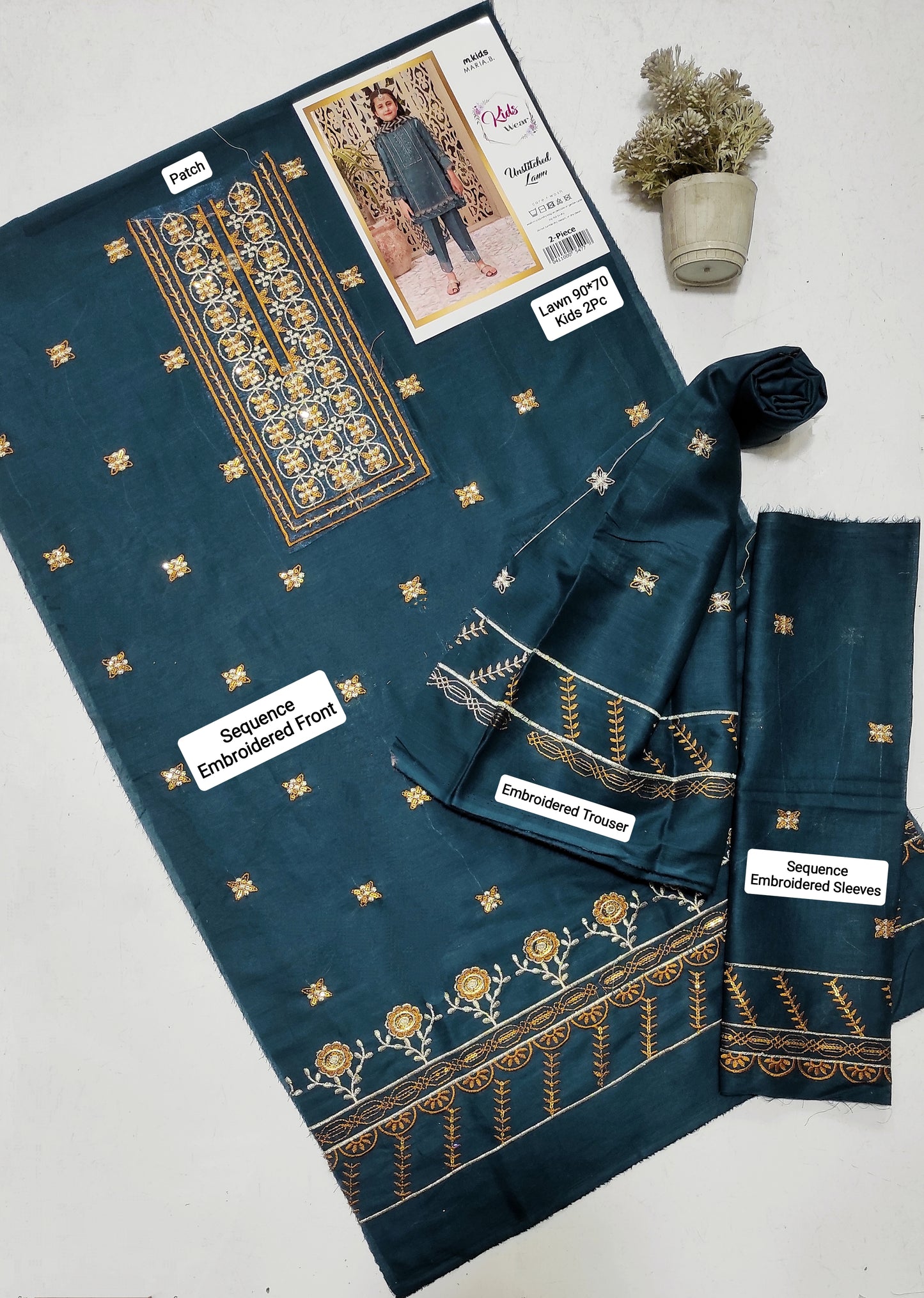 MARIA B Kids Embroidered 2 Piece Unstiched Suit