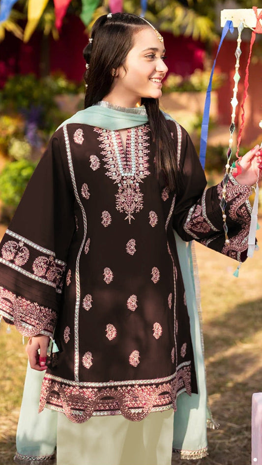 ZIVA Kids Embroidered 2 Piece Unstiched Suit