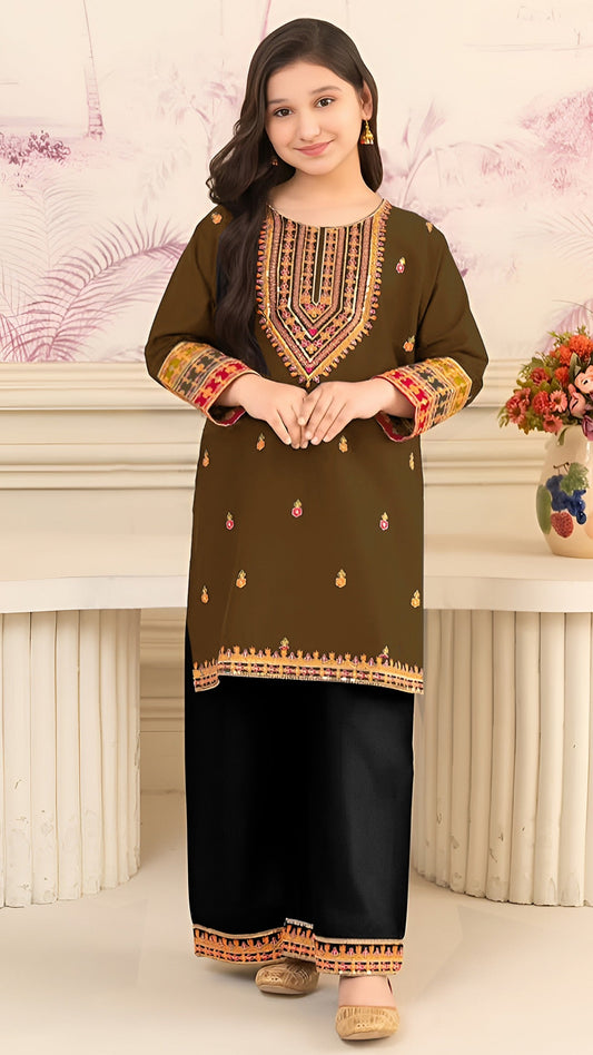 CHINYERE Kids Embroidered 2 Piece Unstiched Suit