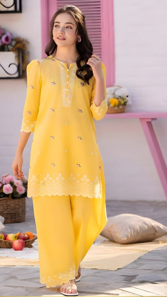 LIME LIGHT Kids Embroidered 2 Piece Unstiched Suit