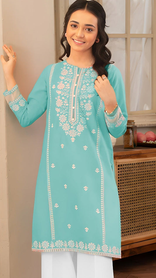 PINK PETALS Kids Embroidered 2 Piece Unstiched Suit