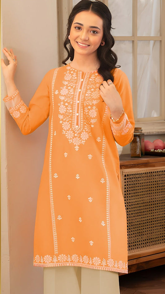 PINK PETALS Kids Embroidered 2 Piece Unstiched Suit