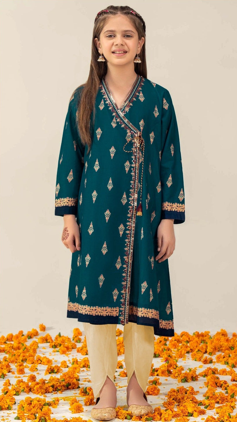 LIME LIGHT Kids Embroidered 2 Piece Unstiched Suit