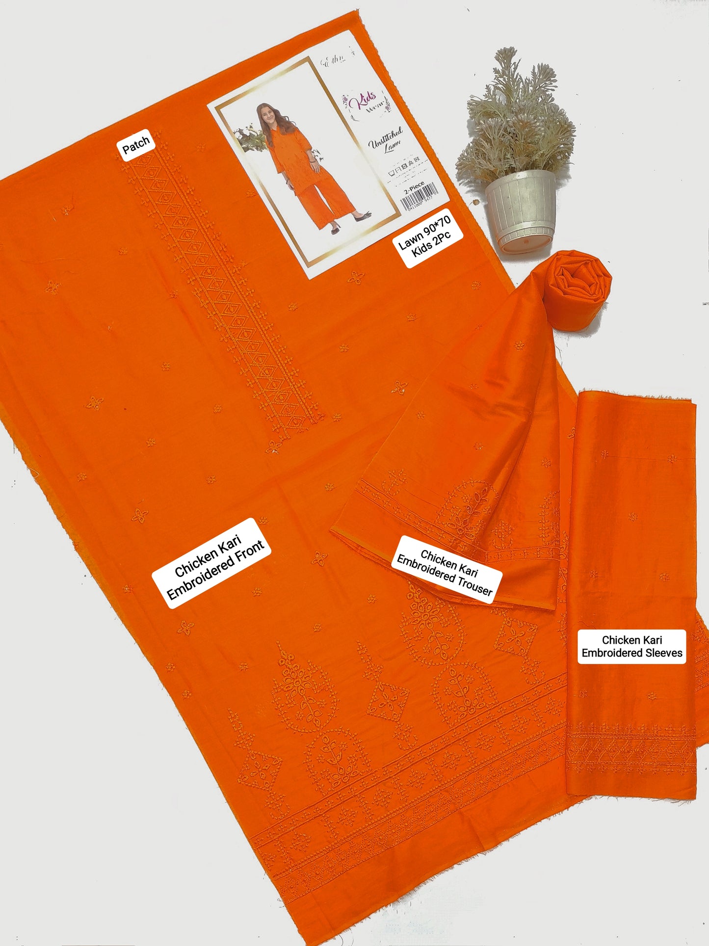 ETHINIC Kids Embroidered 2 Piece Unstiched Suit