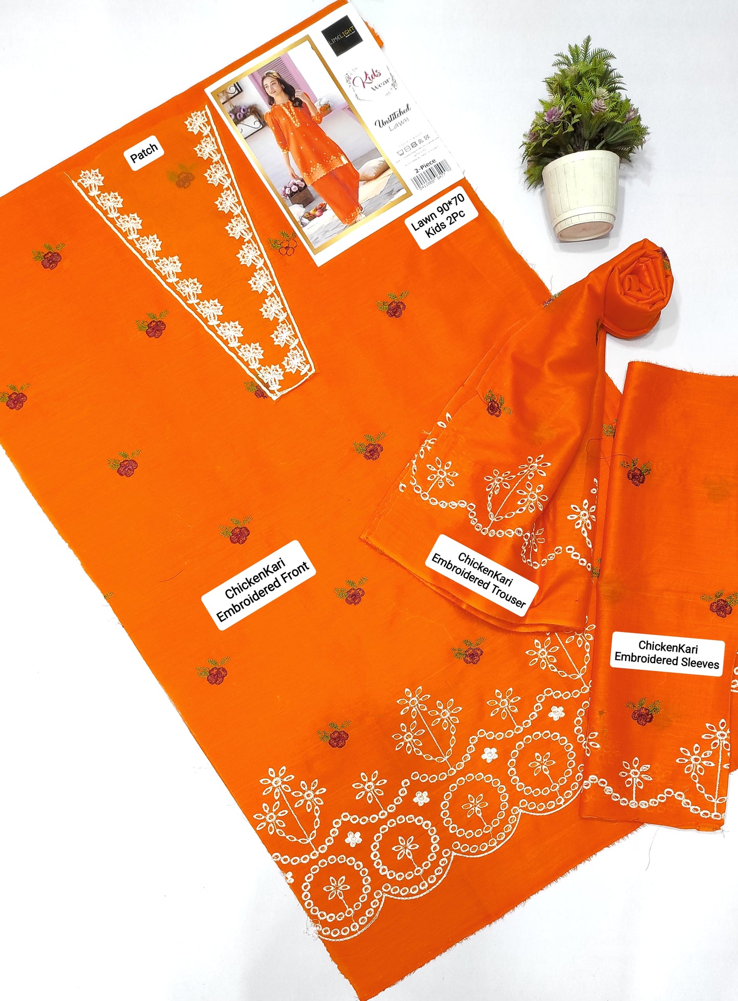 PINK PETALS Kids Embroidered 2 Piece Unstiched Suit