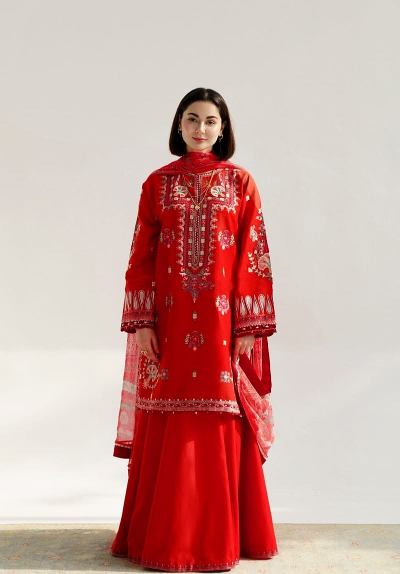 COCO By Zara ShahJahan Lawn Embroiderd 3Pc Unstiched Suit With Printed Bana Dora Shawl