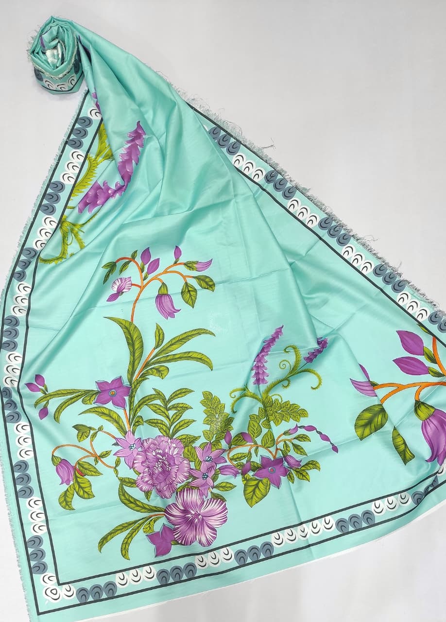 Qalamkar Lawn Embroiderd 3Pc Unstiched Suit With Printed Bana Dora Shawl