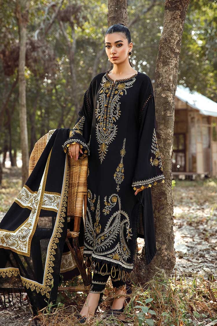 Maria B Lawn Embroiderd 3Pc Unstiched Suit With Printed Bana Dora Shawl