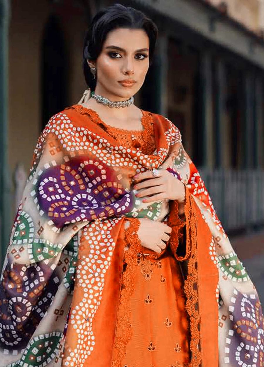 Nureh Lawn Embroiderd 3Pc Unstiched Suit With Printed Bana Dora Shawl