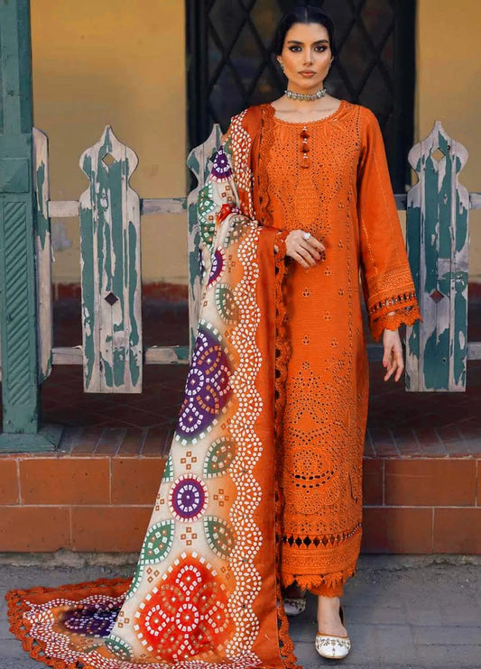 Nureh Lawn Embroiderd 3Pc Unstiched Suit With Printed Bana Dora Shawl