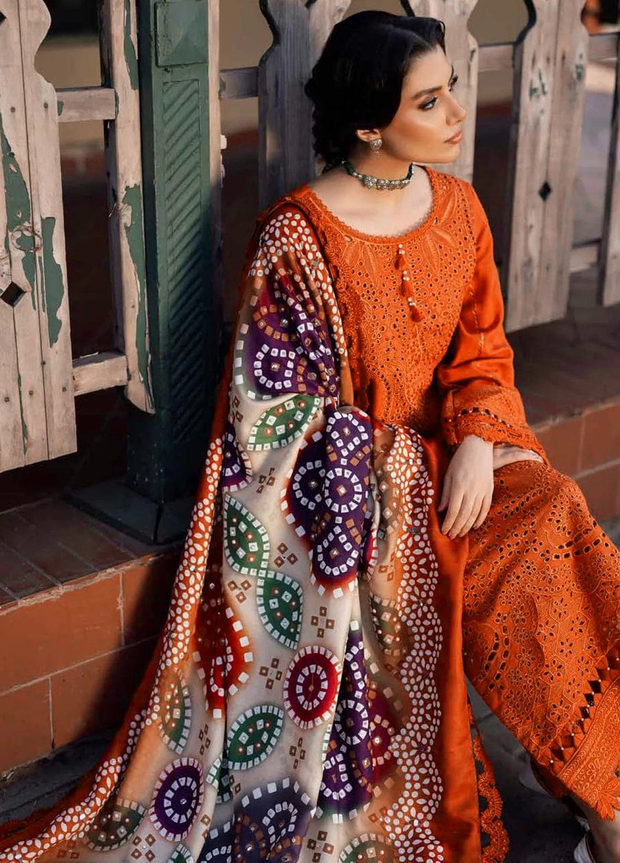 Nureh Lawn Embroiderd 3Pc Unstiched Suit With Printed Bana Dora Shawl
