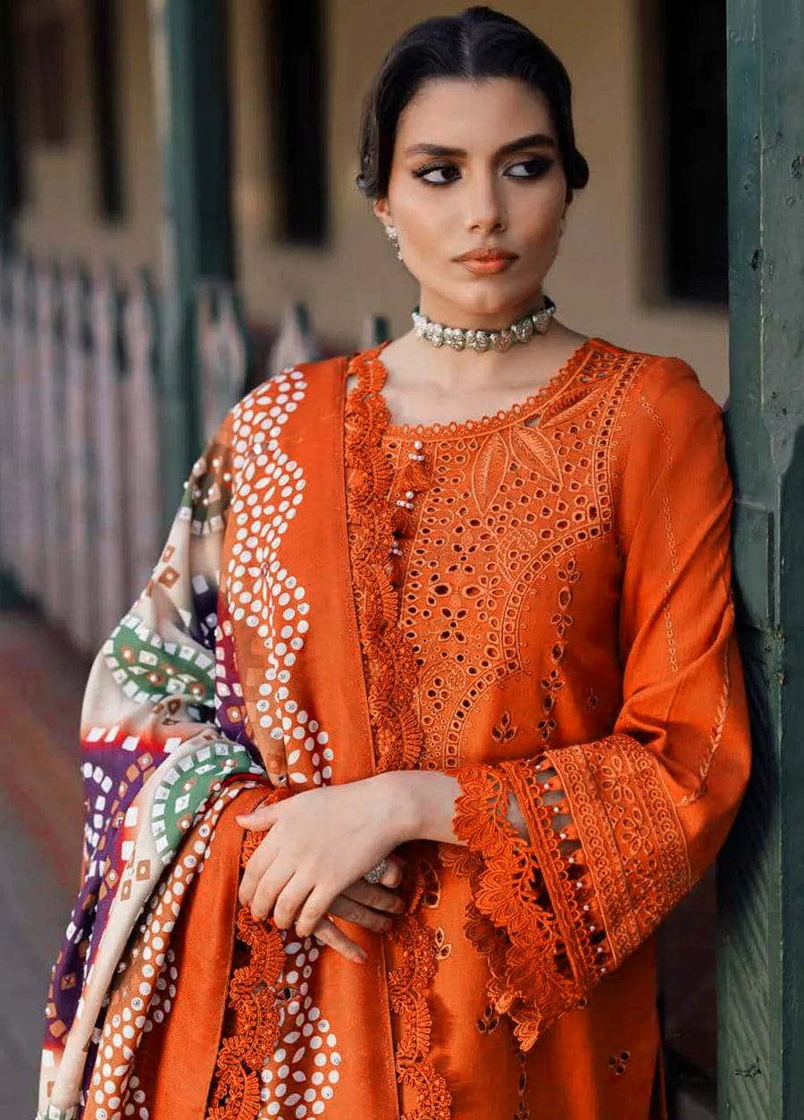 Nureh Lawn Embroiderd 3Pc Unstiched Suit With Printed Bana Dora Shawl